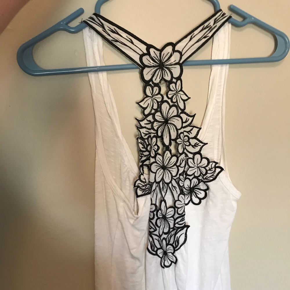 White tank with black design